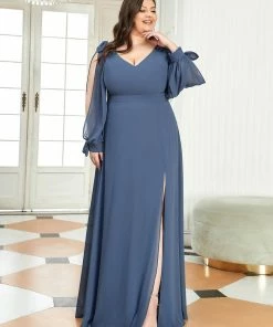 Ever-Pretty US Plus Size Open Lantern Sleeve A-Line Bridesmaid Dress