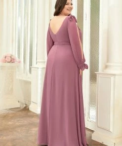 Ever-Pretty US Plus Size Open Lantern Sleeve A-Line Bridesmaid Dress