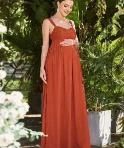 Ever-Pretty US Empire Waist Floral Lace Chiffon Bump Friendly Dress