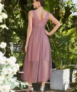 Ever-Pretty US Ruched V-Neck Sequin Empire Waist Double Layer Tulle Maternity Dress Maternity Dresses