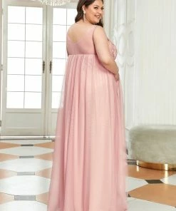 Ever-Pretty US Maternity Dresses Plus Size Double V-Neck Lace Bodice Long Flowy Maternity Dress