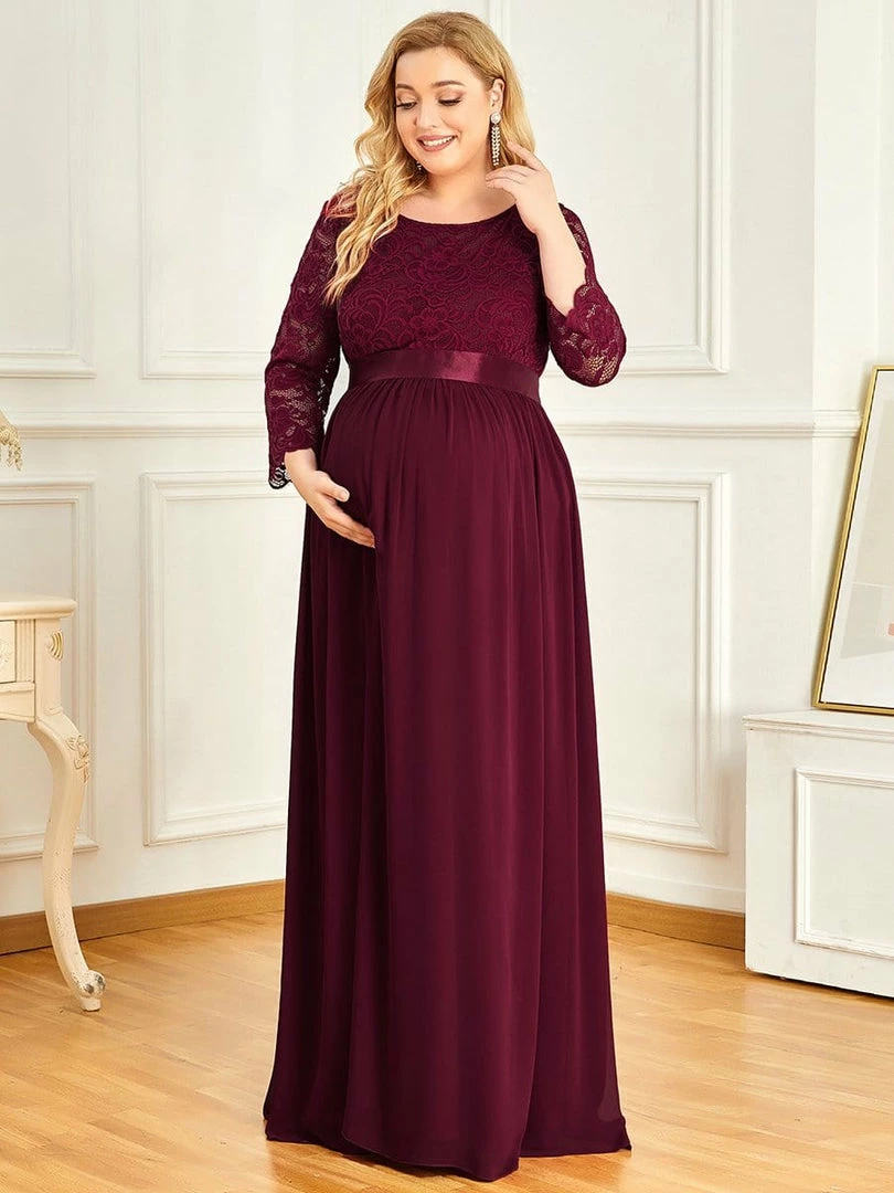Ever-Pretty US Plus Size Sweetheart 3/4 Sleeve Floor-Length Lace Maternity Dress Maternity Dresses 14 Ever-Pretty US Plus Size Sweetheart 3/4 Sleeve Floor-Length Lace Maternity Dress Maternity Dresses