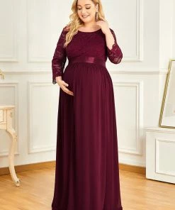 Ever-Pretty US Plus Size Long Lace Sleeve Maternity Formal Dresses Maternity Dresses