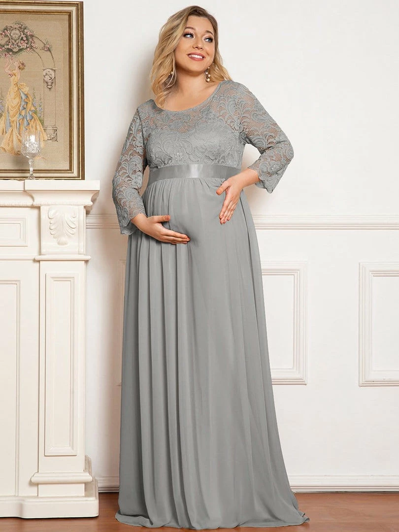 Ever-Pretty US Plus Size Sweetheart 3/4 Sleeve Floor-Length Lace Maternity Dress Maternity Dresses 1 Ever-Pretty US Plus Size Sweetheart 3/4 Sleeve Floor-Length Lace Maternity Dress Maternity Dresses