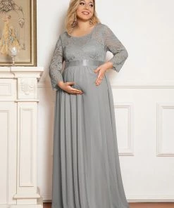 Ever-Pretty US Plus Size Long Lace Sleeve Maternity Formal Dresses Maternity Dresses