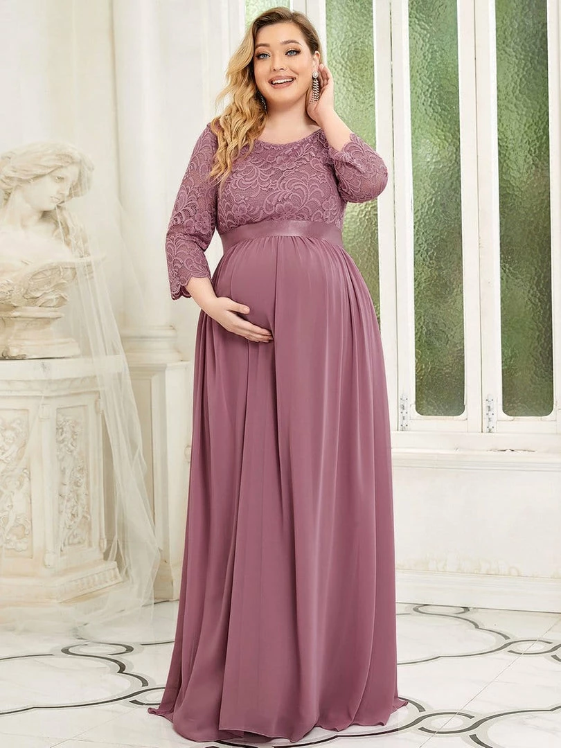 Ever-Pretty US Plus Size Sweetheart 3/4 Sleeve Floor-Length Lace Maternity Dress Maternity Dresses 23 Ever-Pretty US Plus Size Sweetheart 3/4 Sleeve Floor-Length Lace Maternity Dress Maternity Dresses