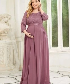 Ever-Pretty US Plus Size Long Lace Sleeve Maternity Formal Dresses Maternity Dresses