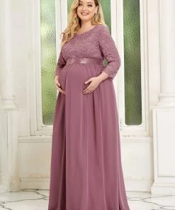 Ever-Pretty US Plus Size Sweetheart 3/4 Sleeve Floor-Length Lace Maternity Dress Maternity Dresses 53 Ever-Pretty US Plus Size Sweetheart 3/4 Sleeve Floor-Length Lace Maternity Dress Maternity Dresses