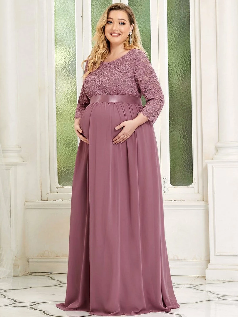 Ever-Pretty US Plus Size Sweetheart 3/4 Sleeve Floor-Length Lace Maternity Dress Maternity Dresses 26 Ever-Pretty US Plus Size Sweetheart 3/4 Sleeve Floor-Length Lace Maternity Dress Maternity Dresses