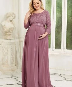 Ever-Pretty US Plus Size Sweetheart 3/4 Sleeve Floor-Length Lace Maternity Dress Maternity Dresses 54 Ever-Pretty US Plus Size Sweetheart 3/4 Sleeve Floor-Length Lace Maternity Dress Maternity Dresses