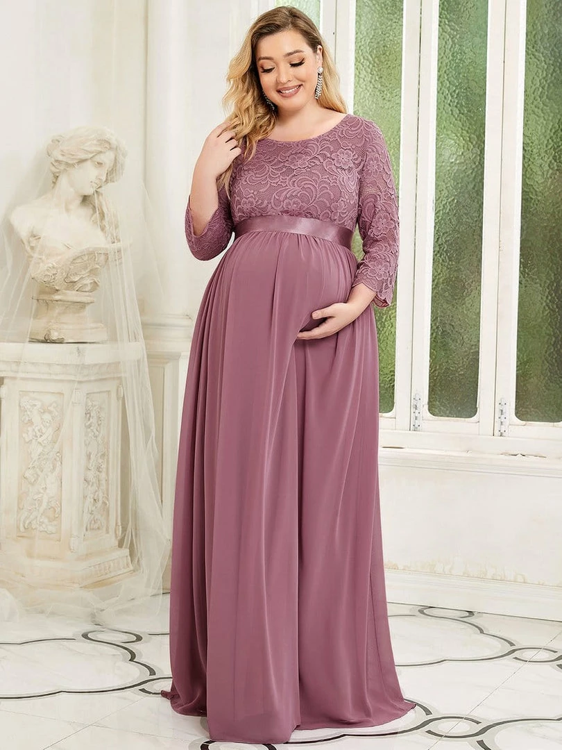 Ever-Pretty US Plus Size Sweetheart 3/4 Sleeve Floor-Length Lace Maternity Dress Maternity Dresses 27 Ever-Pretty US Plus Size Sweetheart 3/4 Sleeve Floor-Length Lace Maternity Dress Maternity Dresses