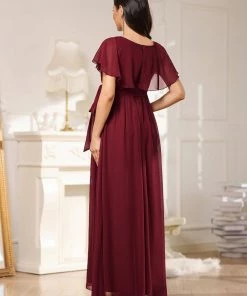 Ever-Pretty US V-Neck Ruffle Tied Waist Bridesmaid Maternity Dress Maternity Dresses