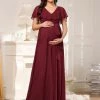 Ever-Pretty US V-Neck Ruffle Tied Waist Bridesmaid Maternity Dress Maternity Dresses