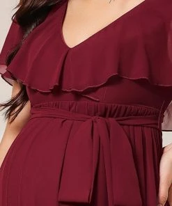 Ever-Pretty US V-Neck Ruffle Tied Waist Bridesmaid Maternity Dress Maternity Dresses