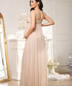 Ever-Pretty US Maternity Dresses Sequin Spaghetti Strap A-Line Tulle Formal Maternity Dress