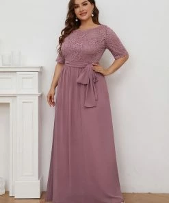 Ever-Pretty US Maxi Long Lace Illusion Plus Size Mother Of The Bride Dresses Party Dresses