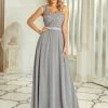 Ever-Pretty US SHOP BY OCCASION Elegant A Line Long Chiffon Bridesmaid Dress With Lace Bodice