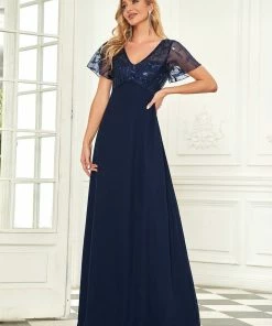 Ever-Pretty US Sequin Print Evening Dresses For Women With Sleeves SHOP BY OCCASION