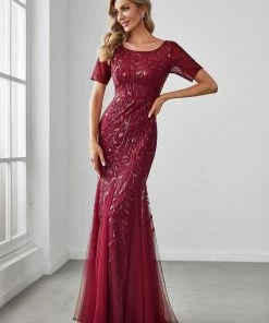 Ever-Pretty US Floral Sequin Print Maxi Long Fishtail Tulle Dresses With Half Sleeve SHOP BY OCCASION 49 Ever-Pretty US Floral Sequin Print Maxi Long Fishtail Tulle Dresses With Half Sleeve SHOP BY OCCASION