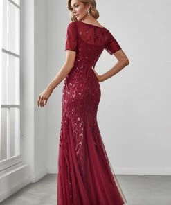 Ever-Pretty US Floral Sequin Print Maxi Long Fishtail Tulle Dresses With Half Sleeve SHOP BY OCCASION 50 Ever-Pretty US Floral Sequin Print Maxi Long Fishtail Tulle Dresses With Half Sleeve SHOP BY OCCASION