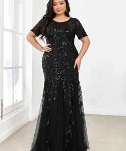 Ever-Pretty US Floral Sequin Print Plus Size Mermaid Tulle Evening Dress Evening Dresses & Gowns