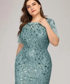 Ever-Pretty US Floral Sequin Print Plus Size Mermaid Tulle Evening Dress Evening Dresses & Gowns