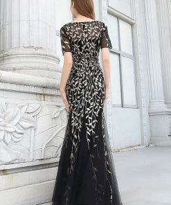 Ever-Pretty US Floral Sequin Print Maxi Long Fishtail Tulle Dresses With Half Sleeve SHOP BY OCCASION 58 Ever-Pretty US Floral Sequin Print Maxi Long Fishtail Tulle Dresses With Half Sleeve SHOP BY OCCASION