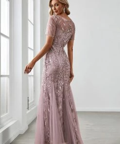 Ever-Pretty US Floral Sequin Print Maxi Long Fishtail Tulle Dresses With Half Sleeve SHOP BY OCCASION 75 Ever-Pretty US Floral Sequin Print Maxi Long Fishtail Tulle Dresses With Half Sleeve SHOP BY OCCASION