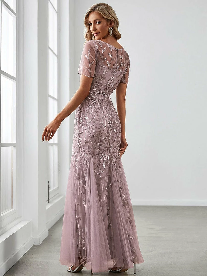 Ever-Pretty US Floral Sequin Print Maxi Long Fishtail Tulle Dresses With Half Sleeve SHOP BY OCCASION 36 Ever-Pretty US Floral Sequin Print Maxi Long Fishtail Tulle Dresses With Half Sleeve SHOP BY OCCASION