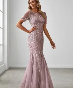 Ever-Pretty US Floral Sequin Print Maxi Long Fishtail Tulle Dresses With Half Sleeve SHOP BY OCCASION 73 Ever-Pretty US Floral Sequin Print Maxi Long Fishtail Tulle Dresses With Half Sleeve SHOP BY OCCASION