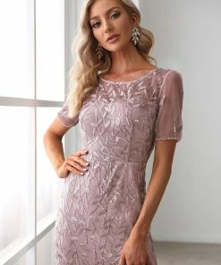 Ever-Pretty US Floral Sequin Print Maxi Long Fishtail Tulle Dresses With Half Sleeve SHOP BY OCCASION 76 Ever-Pretty US Floral Sequin Print Maxi Long Fishtail Tulle Dresses With Half Sleeve SHOP BY OCCASION