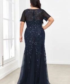 Ever-Pretty US Floral Sequin Print Plus Size Mermaid Tulle Evening Dress Evening Dresses & Gowns