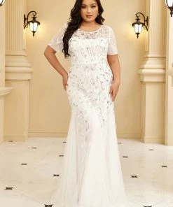 Ever-Pretty US Floral Sequin Print Plus Size Mermaid Tulle Evening Dress Evening Dresses & Gowns