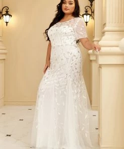 Ever-Pretty US Floral Sequin Print Plus Size Mermaid Tulle Evening Dress Evening Dresses & Gowns