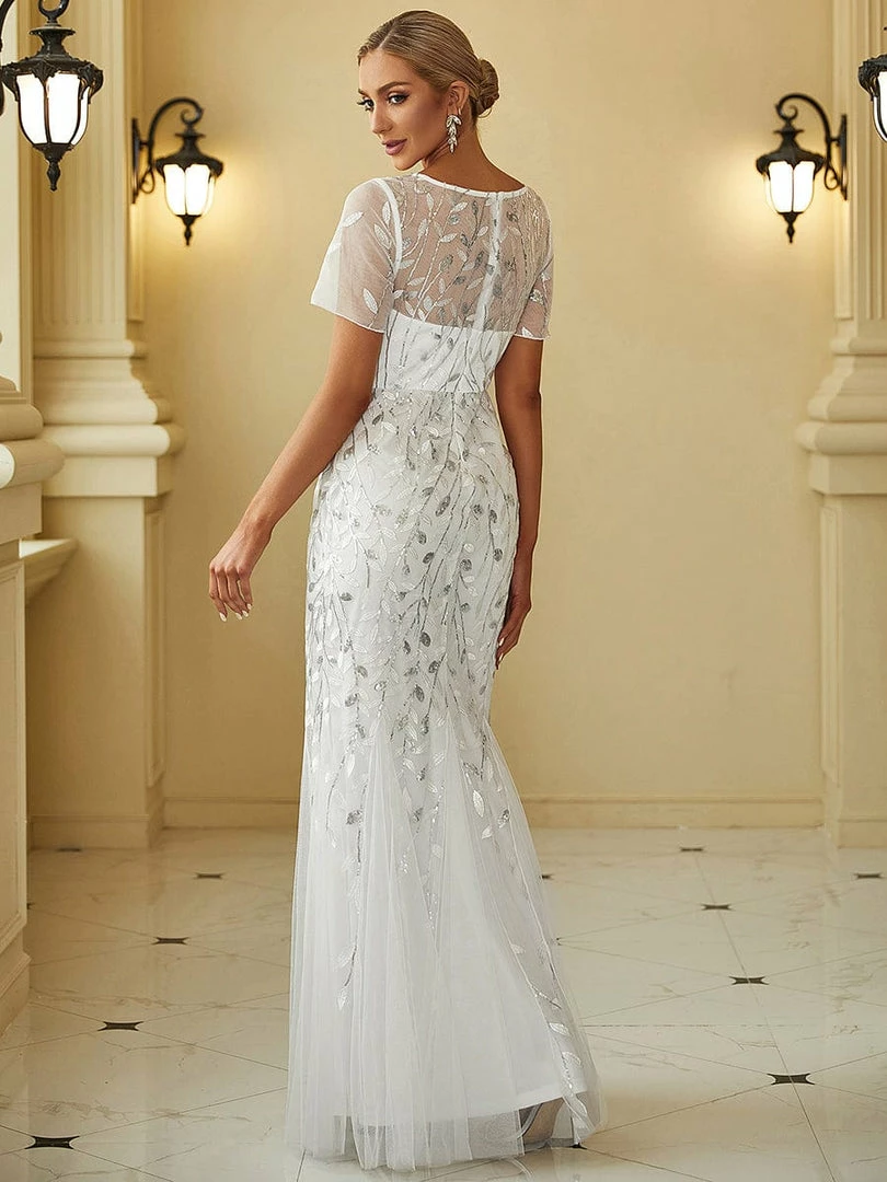 Ever-Pretty US Floral Sequin Print Maxi Long Fishtail Tulle Dresses With Half Sleeve SHOP BY OCCASION 27 Ever-Pretty US Floral Sequin Print Maxi Long Fishtail Tulle Dresses With Half Sleeve SHOP BY OCCASION