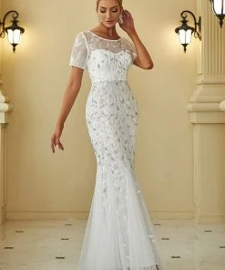 Ever-Pretty US Floral Sequin Print Maxi Long Fishtail Tulle Dresses With Half Sleeve SHOP BY OCCASION 67 Ever-Pretty US Floral Sequin Print Maxi Long Fishtail Tulle Dresses With Half Sleeve SHOP BY OCCASION