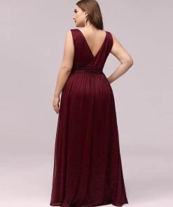 Ever-Pretty US Double V Neck Floor Length Sparkly Evening Dresses For Party SHOP BY OCCASION