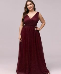 Ever-Pretty US Double V Neck Floor Length Sparkly Evening Dresses For Party SHOP BY OCCASION