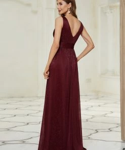Ever-Pretty US Double V Neck Floor Length Sparkly Evening Dresses For Party SHOP BY OCCASION