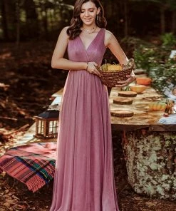 Ever-Pretty US Double V Neck Floor Length Sparkly Evening Dresses For Party SHOP BY OCCASION