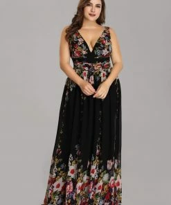 Ever-Pretty US Party Dresses Plus Size Sleeveless V-Neck Semi-Formal Chiffon Bridesmaid Dress